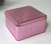 Банка "Чеканка", рожева 450г квадр, 15.5*15.5*8.3 CM, 03196-2