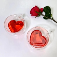 Набір 2 шт кружка подв скло 200 мл «Серце», DG2234-1 Набір 2 шт кружка подв скло 200 мл «Серце», DG2234-1