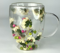 Кружка подв скло «Квіткове диво 2», 350 мл. Ручне миття!