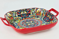 Салатник з ручками 23x18,5x4 «Мальований червоний»