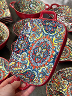 Салатник з ручками 23x18,5x4 «Мальований червоний». Зображення №2