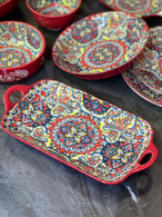 Блюдо прямокутне з ручками 32,5x17x3,5 см «Мальоване червоне». Зображення №2