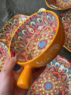 Салатник з ручкою 20,5x15,5x6 500 мл «Мальований жовтий». Зображення №2