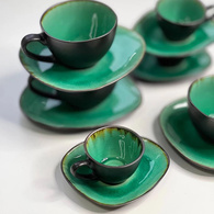 Набір 4 чашки + 4 блюдця «Зелена лагуна» чайний, 250 мл. Изображение №2