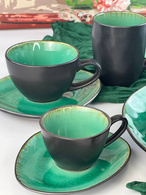 Набір 4 чашки + 4 блюдця «Зелена лагуна» чайний, 250 мл. Зображення №3